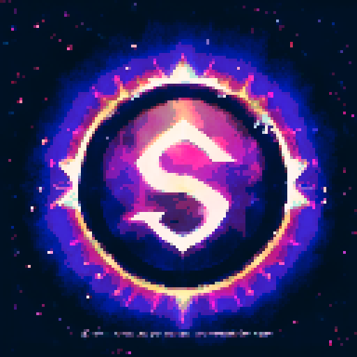 A centered padlock with a mysterious, circular blue aura radianting from it, on a galactic background, everything in Solana colors