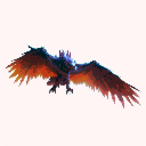 Large dark monster bird, flying to attack