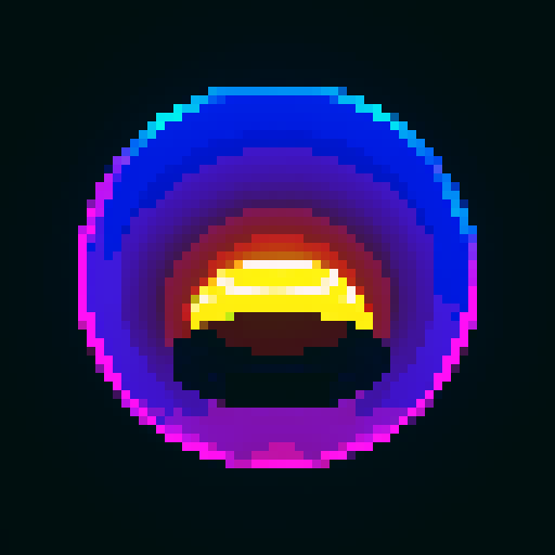 vibrant, twinkling lights; UFO with a limited sRGB color palette, rendered in pixel art, viewed from below at a diagonal angle