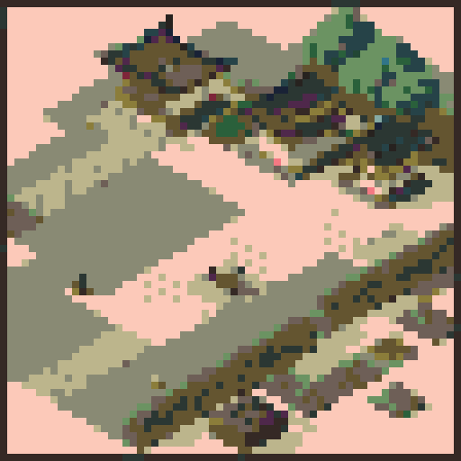 muromachi feudal japan minimalist city tileset with seamless repeatable tiles for buildings and walls and assets including woven baskets, sake containers, banners, and other traditional decorations