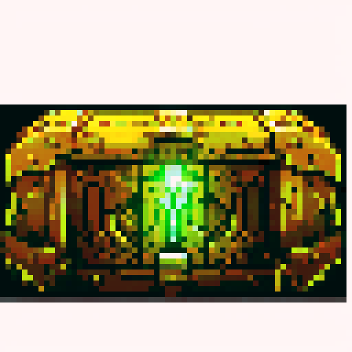 mystery box, shining light, vibrant colors, retro video game aesthetic, pixelated details, 8-bit graphics, sRGB
