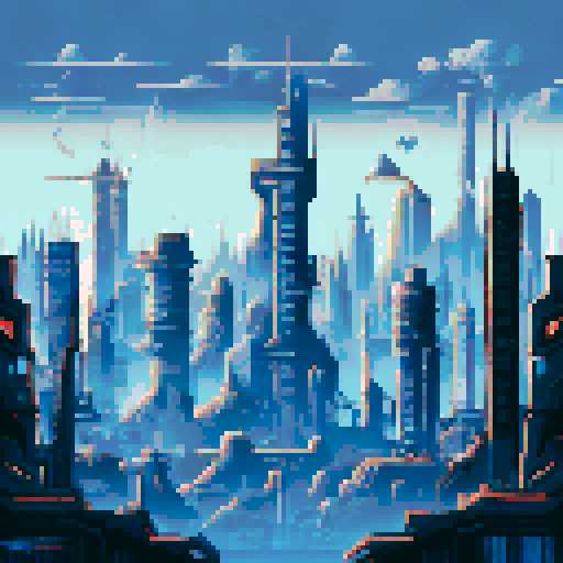 Futuristic city, dark muted colors