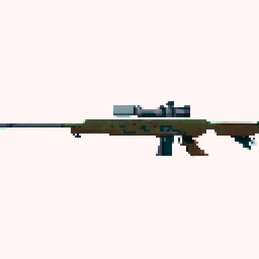 Sniper gun pixel art texture for video game, low noise, small color pallet 
