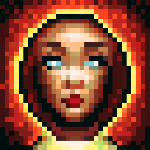 woman, red hair, game icon, 32x32 pixel art, sRGB, skill art, close up, portrait