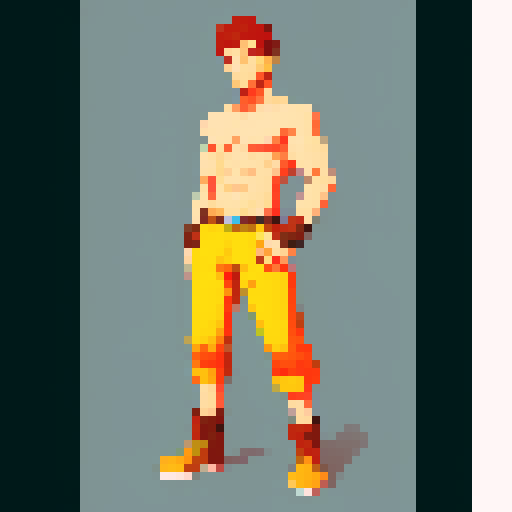 Concept drawing, male character, realistic, 16 colors, adventure, full body, game art