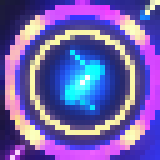 Electric barrier spell icon for players to use. With 1px black contour and blue color palette. When the player uses it it creates a circling electric ball circling around the player for some time and shocks enemies.
