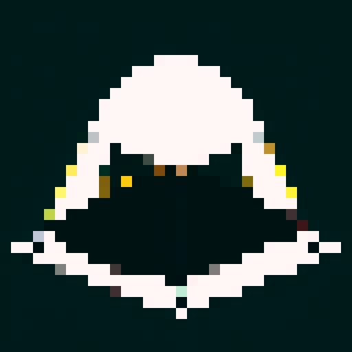 tent, centered on a square platform, outlined in black with simple pixel art, against a plain background