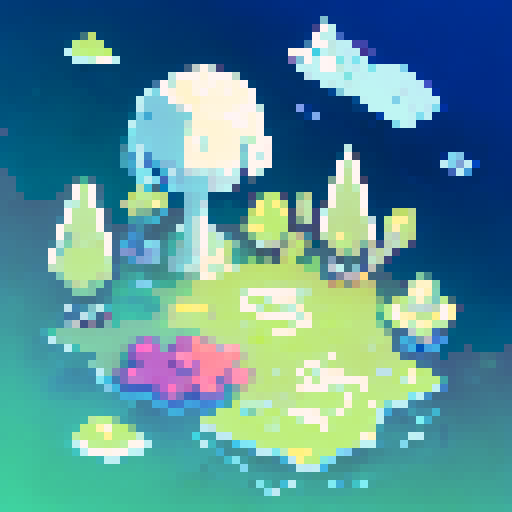 astronaut, pixel art, landscape portrait, vibrant colors, lunar surface, stars, spaceship, helmet, cosmic rays, reflection, tranquility