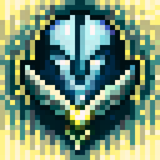 large enemy space alien with horns, game icon, 32x32 pixel art, sRGB, skill art, close up, portrait