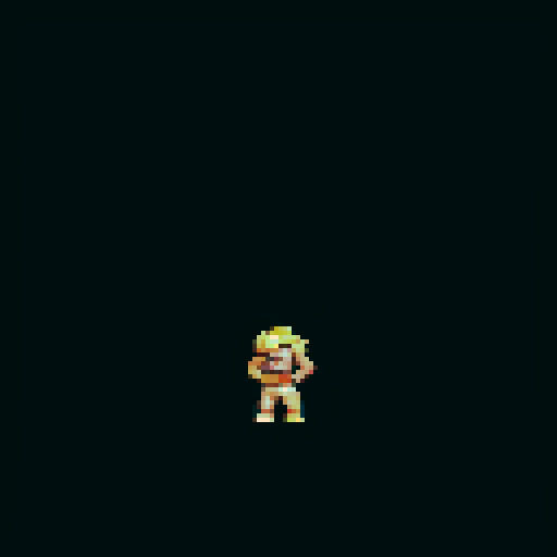 top-down pixel art of a muscular male torso, showcasing defined abs, broad shoulders, strong biceps and triceps, and toned legs, completely naked, in a classic MMORPG style with vibrant colors, detailed shading, and an idle position, arms relaxed by the sides, legs slightly apart, 56x89 frames centered in a 128x128 canvas, transparent background, front facing