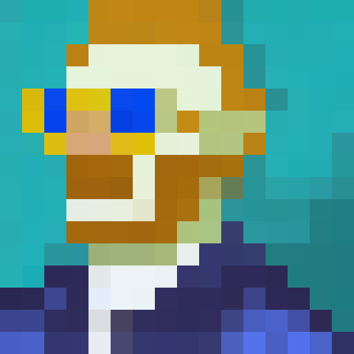 Vincent Van Gogh, king of cryptocurrency, wearing a crown and gold Gucci glasses, adorned in Gucci apparel, captured in a close-up, pixel art portrait with a game icon aesthetic at 16x16 resolution