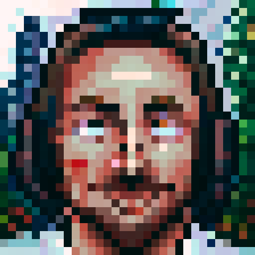 Stardew valley farmer in skill art style, close up, white background, 32x32 pixel art, sRGB, 