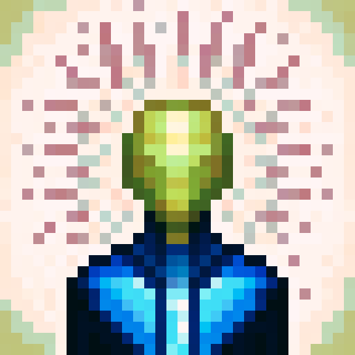 yellow coat, game icon, 32x32 pixel art, sRGB, skill art, close up, portrait, vivid tones, glossy texture, detailed stitching, vibrant shades, dynamic lighting, stylized shading, bold lines, intricate patterns, contrasting hues, high contrast, exaggerated proportions, dramatic shadows, expressive brushstrokes