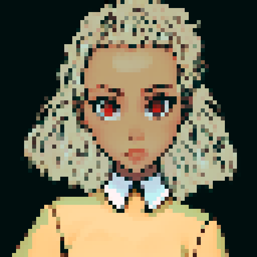 Teenage black girl with light brown hair and red eyes