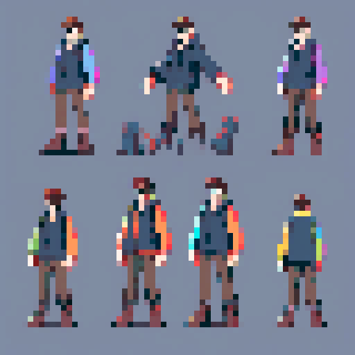 Concept drawing, male character, realistic, 16 colors, adventure, full body, game art