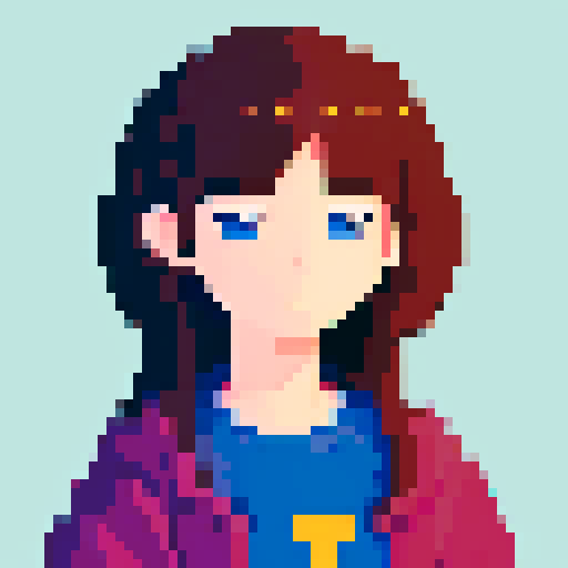 portrait, sprite art, character art, young woman, cute, cozy, shy, sad, mysterious