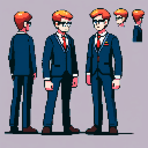 Young, male, HR manager, formal dress, German national, pixel art, sRGB
