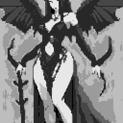 lustful succubus, skin tight lace, deep v-neck crop top, demonic scythe, pixel art, sRGB