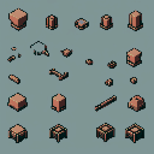 I want a wide copper mounting for some object. It should have a large flat space on top to connect something. I want this object usable an asset in a videogame, meaning only one object per image, outlined with a strong black stroke, on a solid-color background.