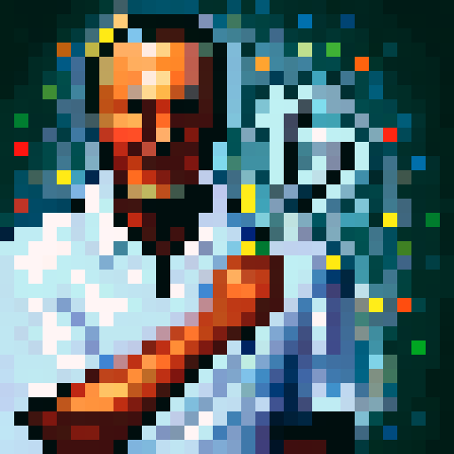 Pixel Portrait Arnold Palmer pro golfer colorful