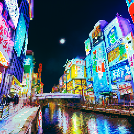 Osaka street, vibrant and bustling, colorful signs, intricately designed Japanese writing, essence of iconic landmarks, extreme detail, harmonious blend of traditional and contemporary Japanese art styles, landscape portrait