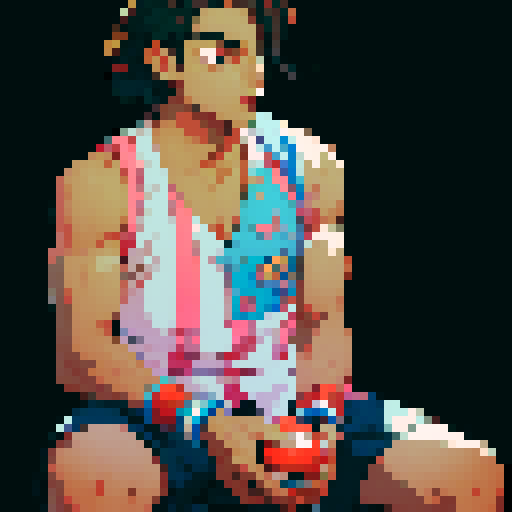 Male Hispanic Pokémon trainer holding poke ball. "Pokémon trainer sprite"