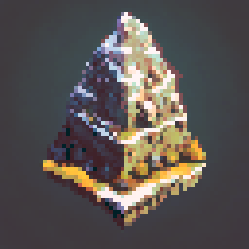 Mt Ararat, an imposing triangular peak, dominating a hazy, wintry terrain with sparse, gnarled trees and clusters of frosted boulders, all rendered in a hand-drawn, ink-brushed style