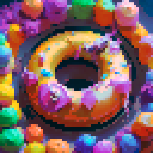 four donuts, colorfull