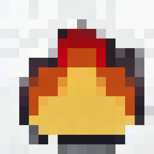 fire emoji icon, pixelated flames, vibrant colors, glowing embers, sharp edges, detailed shading, 16x16 pixels, close-up view, intense expression, game icon style, portrait orientation, fiery backdrop
