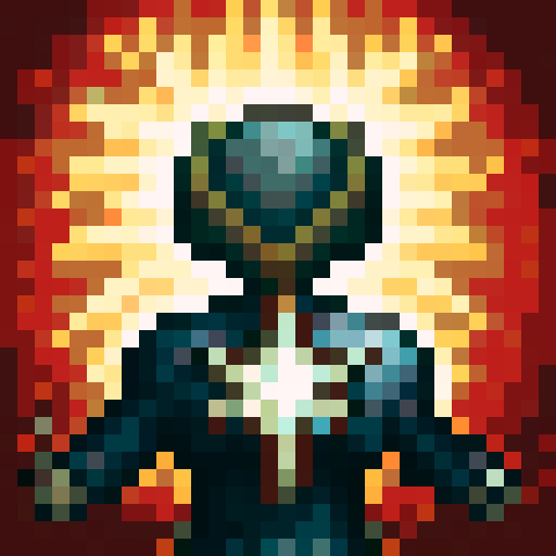 Swords holder with grey eyes, light brown hair, intense expression, character portrait, close up, anime style, pixel art