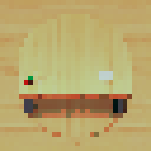 Clean, polished, top-down 2D pixel art sprite of a modern, minimalist shared desk viewed directly from above, featuring a light wood tabletop with clean, rounded edges and a warm, natural finish, complemented by a subtle central cable management groove and minimal inlaid design elements, all rendered in simple pixel highlights and shading, with a minimalist frame and legs made of light wood, following the Japandi/Scandinavian art style