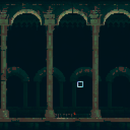 lovecraftian temple, eerie atmosphere, towering spires, twisted architecture, eldritch symbols, otherworldly glow, ominous shadows, ethereal mist, ancient runes, illumination torches, Egyptian statues, haunting colors, high level details, sRGB, pixel art, background, landscape