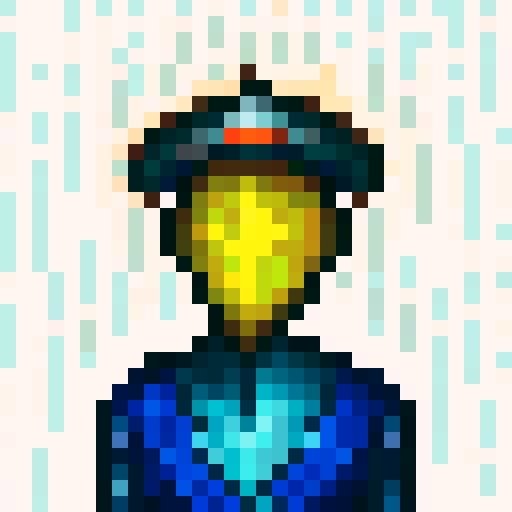 galaxy hat, vibrant colors, pixelated details, cosmic patterns, sparkling stars, swirling galaxies, skillful brushstrokes, close-up view, portrait style, game icon, 32x32 pixel art, sRGB