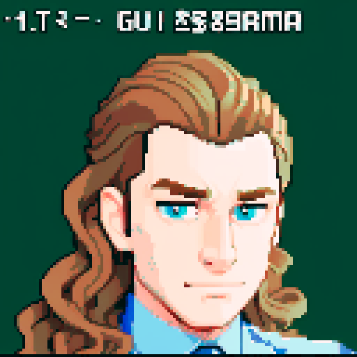 long, curly hair, guy, pixel art, sRGB