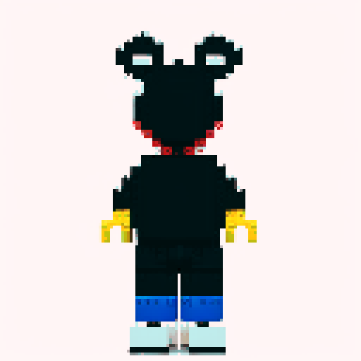 micky mouse, pixelated, LEGO, vibrant colors, blocky, square pixels, retro style, playful, sRGB