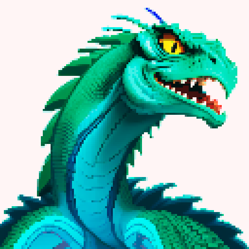 basilisk, blue and white color scheme, pixel art, sRGB, with coinbase logo
