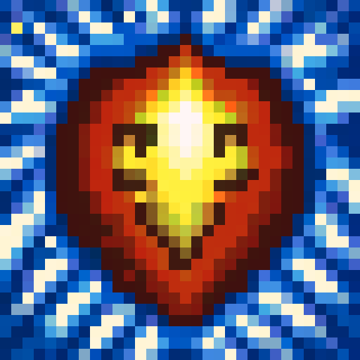 fall landscape, peaceful atmosphere, serene colors, vibrant foliage, stillness of nature, empty meadow, calm river, golden sunlight, tranquil mountains, distant horizon, falling leaves, soft breeze, misty morning, gentle fog, crisp air, solitary tree, detailed textures, intricate patterns, game icon style, 32x32 pixel art, sRGB color space, skillful brush strokes, close-up perspective, portrait orientation