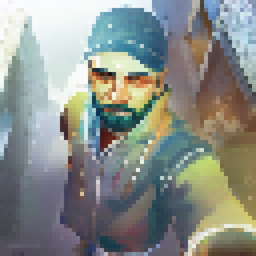 "Create a realistic cyberpunk landscape portrait featuring an Iranian man with neon-lit hair and a robotic ex-lover lurking in the shadows."