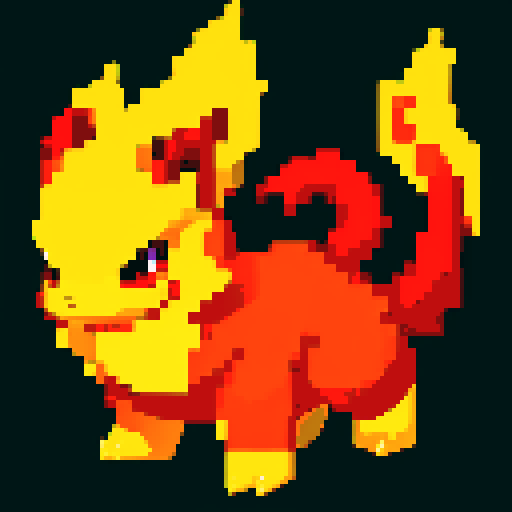 Pokemon style fire type starter, no background