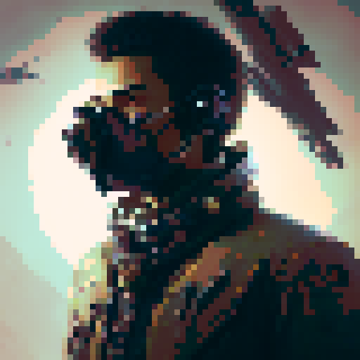 Steampunk hunter dressed with long coat with rifle on back and pistol on hand viewed from top down perspective