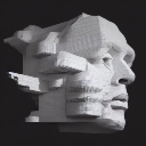 3d model of human face made of cubes, in the style of gravity-defying architecture, intricate imagery, fragmented icons, machine-like precision, david normal, pop-inspired imagery, algorithmic artistry 