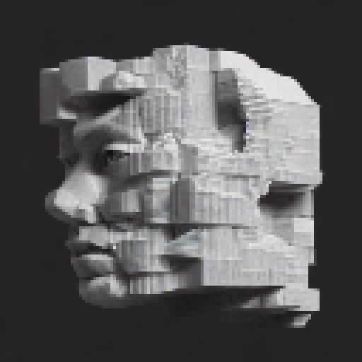3d model of human face made of cubes, in the style of gravity-defying architecture, intricate imagery, fragmented icons, machine-like precision, david normal, pop-inspired imagery, algorithmic artistry 