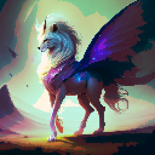 unicorn archetype, majestic and ethereal, with a flowing mane and a spiraling horn, surrounded by luminescent moonlight in a mystical meadow, evoking the enchanting ambiance of a fantasy RPG with a lion tale