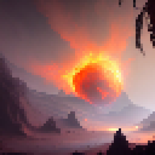 planet, view from space, covered in lava, with forest