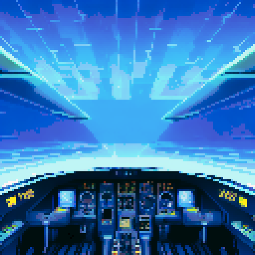 spaceship cockpit interior, blinking lights, knobs, dials, looking out into space, first person view, moody atmosphere