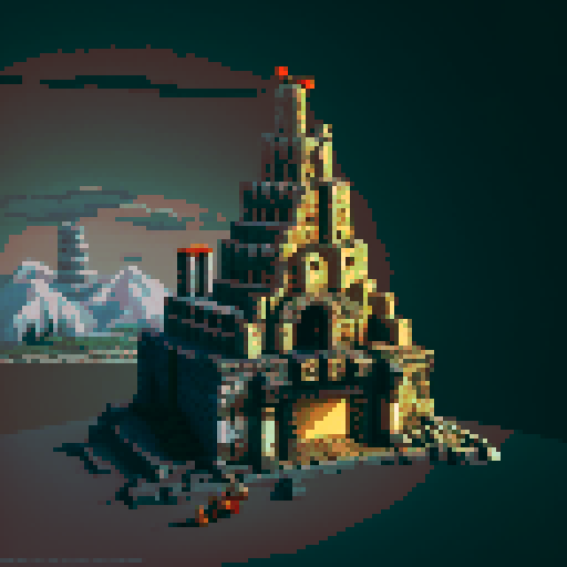 A mechanized Volcanic Factory Building built over the top of a greek ruin.