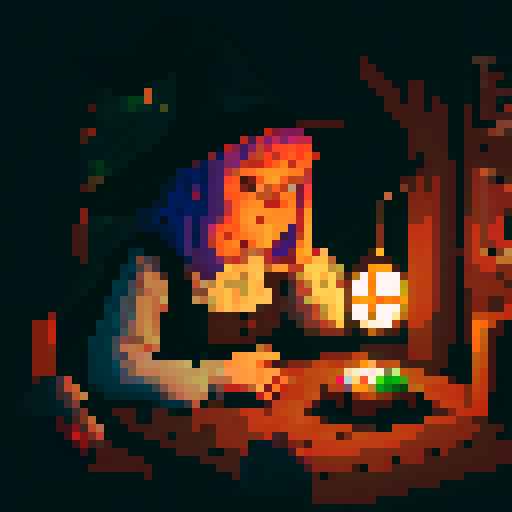 Zoom in into the crystall ball that the witch is looking at to see the clientes fortune.