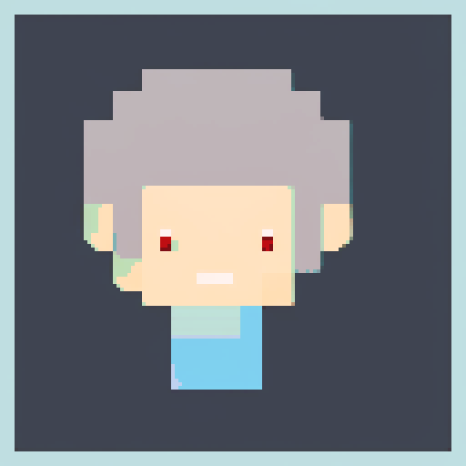 The gray-haired, blue-eyed figure in the apartment smiles with euphoria