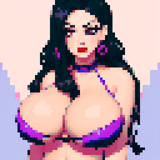 curvy, cute, goth girl, black hair, purple eyeshadow, red lipstick, Bikini. Nude glamour shot.