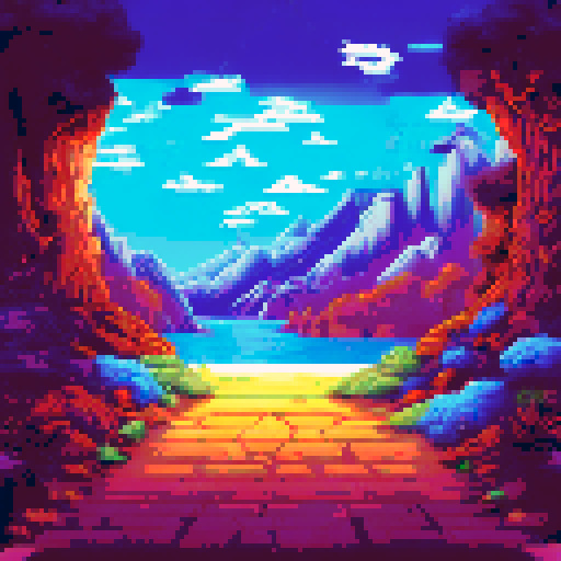 Half-open garage, vibrant colors, sRGB, pixel art, detailed background, 